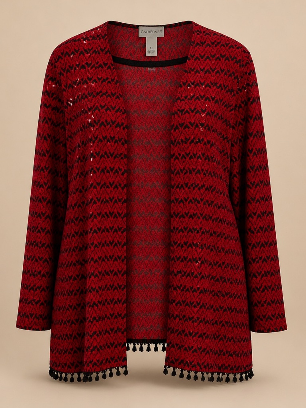 Catherines 4x Single Button Diamond Print Shiny Beaded Cardigan Shoulder Pads